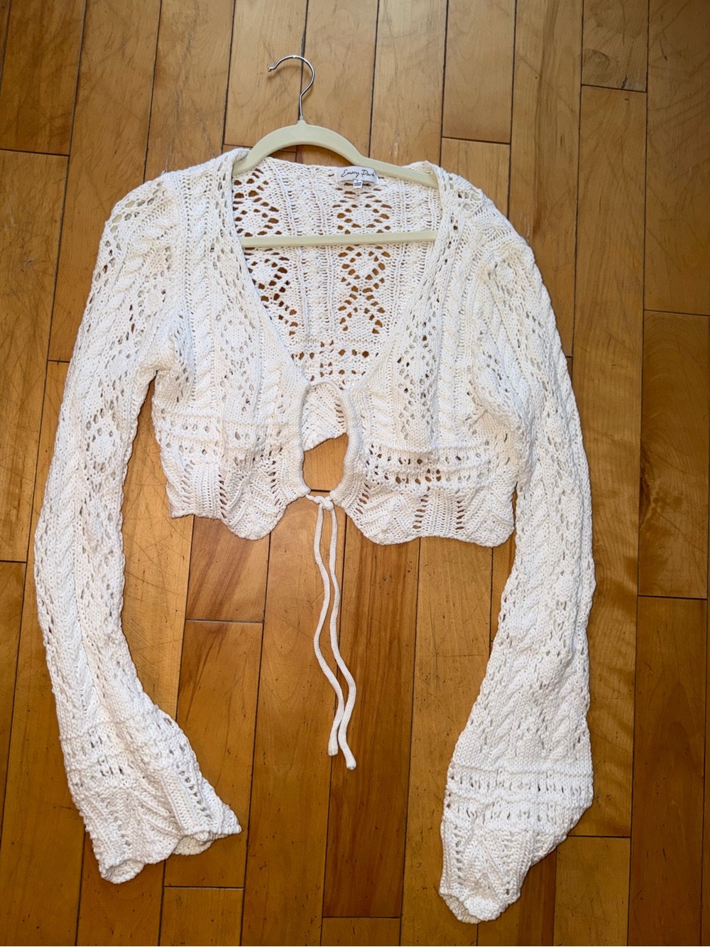 Emory Park Crochet Knit Tie-Front Cardigan